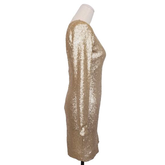 Dress The Population Gold Mini Sequin Bodycon Dress Sz Small - Picture 6 of 10